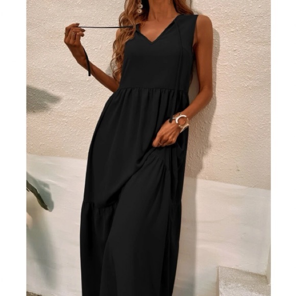 Luxe tie front ruffle hem maxi dress - Picture 7 of 16